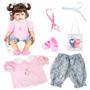 Imagem de Kit roupa boneca para reborn 46/56cm 6 pçs coruja no jardim