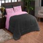 Imagem de Kit Roupa Cama Cobre Leito Edredom 5pcs Casal Queen Ternura Coracao Dupla Face Fronhas Estampadas