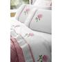 Imagem de Kit roupa cama completo 11 peças cobre leito colcha coberta + jogo de lençol bordado flor em algodão super macio para cama casal queen