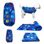 Imagem de Kit Roupa E Manta Soft Para Cães - Azul Colorido Gg