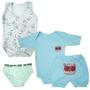 Imagem de Kit Roupas de Bebê 4 Peças Body Short Calcinha ou Cueca Bebê