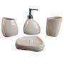 Imagem de kit saboneteira 3 peças  Banheiro lavatório Escova Saboneteira Liquido - Cinza