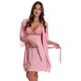 Imagem de Kit Saída Maternidade Camisola Amamentação Gestante com Robe Moda de Baixo - DR202-301