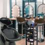 Imagem de kit salão cabelereiro preto lavatorio grande+ carrinho cabelo