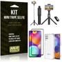 Imagem de Kit Samsung M62 Mini Tripé Selfie Bluetooth para + Capa Anti Impacto + Película 3D - Armyshield