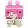 Imagem de Kit Sandalia Infantil Menina Macia Delicada Tira Strass Brilho E Bolsa De Pompom Rosa Fofa Moderna
