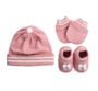 Imagem de Kit Sapatinho + Luva + Touca de Tricot Rosa Fio de Amor Baby