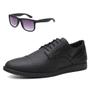 Imagem de Kit Sapato Oxford Classico Ec Shoes com Cadarço Sola Borracha Leve e Oculos