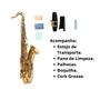 Imagem de Kit Saxofone Tenor Eb Laqueado Estojo Case Luxo Acessorios