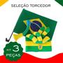 Imagem de Kit Seleção Torcedor Copa - Chapéu, Corneta E Bandeira Carro