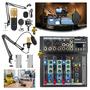 Imagem de Kit Setup Podcast mesa interface usb bluetooth com 2 microfones condensador