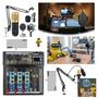 Imagem de Kit Setup Podcast mesa interface usb bluetooth com 2 microfones condensador