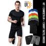 Imagem de Kit Short Bermuda ELITE + Camiseta Academia Fitness Corrida PROTEÇÃO UV SOLAR MC 707