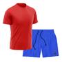 Imagem de Kit Short + Camiseta Dry Treino Fitness Academia Bermuda Camisa Praia Esporte Vermelho