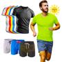 Imagem de Kit Shorts Bermuda + Camiseta Corrida Academia Fitness PROTEÇÃO UV SOLAR 508