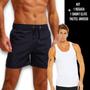 Imagem de Kit Shorts Bermuda TACTEL GROSSO ELITE + Regata Academia Fitness Masculina Corrida ALGODÃO 709