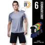 Imagem de Kit Shorts Bermuda Tactel TRAINING + Camiseta Academia Fitness Corrida PROTEÇÃO UV SOLAR 706