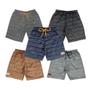 Imagem de Kit Shorts de Menino 5 Bermuda Moletom Moletinho Infantil Juvenil Masculinos 4 A 16 Anos