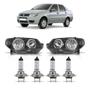 Imagem de Kit Siena Fire Par Farol Dianteiro Máscara Negra Canhão Cromado + 04 Lâmpadas Halógena H7 2011 A 2013