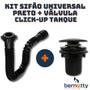 Imagem de Kit Sifão Universal Preto + Válvula Click-Up Tanque Cuba