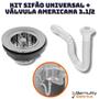 Imagem de Kit Sifão Universal + Válvula Americana Abs 3.1/2 Pia