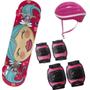 Imagem de Kit Skate Feminino com Joelheira + Capacete + Cotoveleira Cor Rosa  Mor 