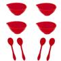 Imagem de Kit Sobremesa 4 Cremeiras Gota 120Ml 4 Colheres Vermelho