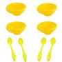 Imagem de Kit Sobremesa com  4 Cremeiras gota 120ml + 4 colheres Amarelo em Polipropileno Linha Tropical VEM