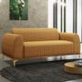 Imagem de Kit Sofá 3 Lugares 210cm com Poltrona Molino Base Castanho Pés D'ouro D02 Prime Bouclê Mostarda PB-03 - Lyam Decor