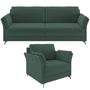 Imagem de Kit Sofá 3 Lugares 223cm com 01 Poltrona Álamo M03 Veludo Verde Musgo - Lyam Decor