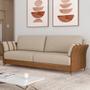 Imagem de Kit Sofá 3 Lugares 223cm Com 02 Poltrona Álamo M03 material sintético Whisky Linho Bege - Lyam Decor