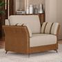 Imagem de Kit Sofá 3 Lugares 223cm Com 02 Poltrona Álamo M03 material sintético Whisky Linho Bege - Lyam Decor