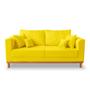 Imagem de Kit Sofá 3 Lugares e 2 Poltronas Beny Viena Com Almofadas Decorativa Suede Amarelo - Madeira Prima Deccor