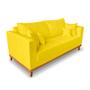 Imagem de Kit Sofá 3 Lugares e 2 Poltronas Beny Viena Com Base de Madeira Suede Amarelo - Madeira Prima Deccor