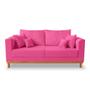 Imagem de Kit Sofá 3 Lugares e 2 Poltronas Beny Viena Com Base de Madeira Suede Pink - Madeira Prima Deccor