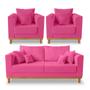 Imagem de Kit Sofá 3 Lugares e 2 Poltronas Beny Viena Para Recepção Suede Pink - Madeira Prima Deccor