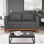 Imagem de Kit Sofá 3 Lugares e 2 Poltronas Europa 180 cm Estilo Conforto e Elegância Linho Cinza Escuro - Amarena Móveis