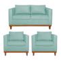 Imagem de Kit Sofá 3 Lugares e 2 Poltronas Europa 180 cm Estilo Conforto e Elegância Suede Azul Turquesa - Amarena Móveis