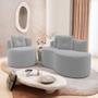 Imagem de Kit Sofá e 02 Poltronas Orgânicas Living Bob com Almofadas Bouclê Cinza Claro - Desk Design