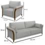 Imagem de Kit Sofá Living 3 Lugares e Poltrona 102cm Pés Madeira Roya M22 Linho Cinza - Mpozenato