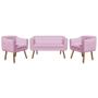 Imagem de Kit Sofá Retrô 02 Lugares e 02 Poltronas Júlia Rosa Bebê