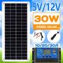 Imagem de Kit Solar 30W 12V com Painel, Saída USB Dupla e Controlador 20A/30A/40A/50A para Carro, Iate e Barco