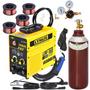 Imagem de Kit Soldador Maquina De Solda Inversora Multiprocesso Mig 160 Power Tig Eletrodo Completa Cilindro 7 Litros Arames 1kg Lynus