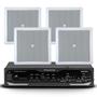Imagem de Kit Som Ambiente Para Escritorios Bluetooth Usb Sd Receiver Com 4 Arandelas Jbl Area Gourmet
