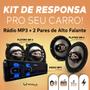 Imagem de Kit Som Automotivo Rádio Mp3 + Par Alto Falante Quadriaxial 5 e 6 Polegadas 160w