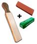 Imagem de Kit Strop de couro + Pasta 400 g jacare + Pedra carborundum 400 Afiação de facas