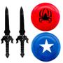 Imagem de Kit Super-Heróis Espadas c/ Escudos + Copo Homem Aranha e Capitão América