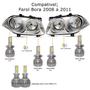 Imagem de Kit Super Led Bora 2008 a 2011 Farol Baixo H7 + Alto H7 + Milha H3 20000 Lumens