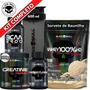 Imagem de Kit Suplemento Whey 100% HD REFIL Gourmet 900g + Creatina Turbo 300g + Termogênico Thermo Flame + Bcaa 2400 + Coqueteleira Shaker - Black Skull