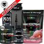 Imagem de Kit Suplemento Whey 100% HD REFIL Gourmet 900g + Creatina Turbo 300g + Termogênico Thermo Flame + Bcaa 2400 + Coqueteleira Shaker - Black Skull
